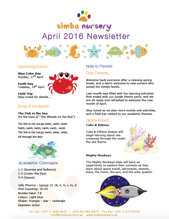 April 2016 Newsletter